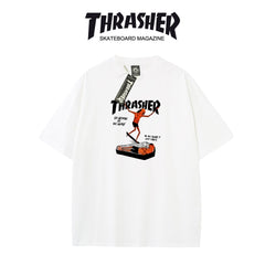 Thrasher Oversized Flame Graphic Loose Fit Cotton T-Shirt.