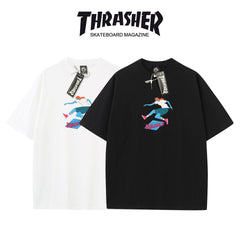 Thrasher Skateboarder Flame Graphic Oversized Cotton T-Shirt.