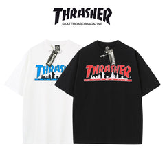 Thrasher Skyline Graphic Print Loose Fit Short Sleeve T-Shirt | Street Skatewear Black Tee.