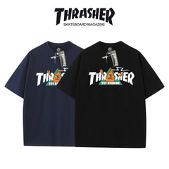 Thrasher VOY MACHINE Loose Fit Cotton Tee - Unisex Street Fashion Skateboard Brand.