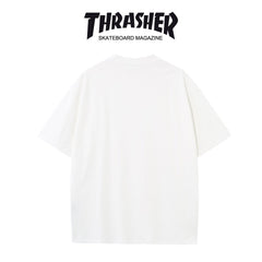 Thrasher Dripping Graffiti Flame Oversized Cotton T-Shirt.