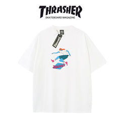 Thrasher Skateboarder Flame Graphic Oversized Cotton T-Shirt.