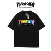 Thrasher Rainbow Flame Logo Oversized Cotton T-Shirt.