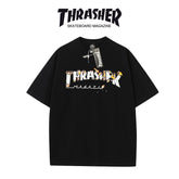 Thrasher Magazine Splatter Logo Loose Casual Summer T-Shirt - Unisex Streetwear.
