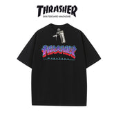 Thrasher Magazine Bold Color Logo Loose Casual Cotton Tee - Unisex Street Fashion.