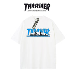 Thrasher Skyline Graphic Print Loose Fit Short Sleeve T-Shirt | Street Skatewear Black Tee.