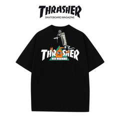 Thrasher VOY MACHINE Loose Fit Cotton Tee - Unisex Street Fashion Skateboard Brand.