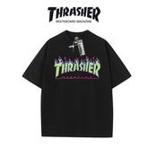 Thrasher US-edition new summer loose-fit casual T-shirt with flame graphic.