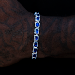 Sapphire Cushion Cut Tennis Bracelet in White Gold