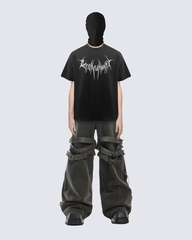 Black Graphic T-shirt with Abstract Print