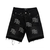 Mixed Emotions Black “ME” Rhinestone Denim Shorts