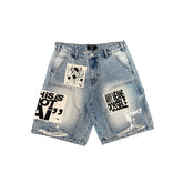 Mixed Emotions Blue “AI” Denim Shorts