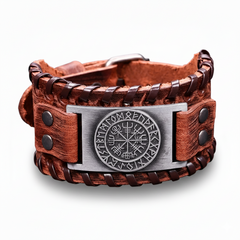 Nordic Compass Leather Bracelet