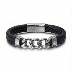 Sentinel Chain & Leather Bracelet