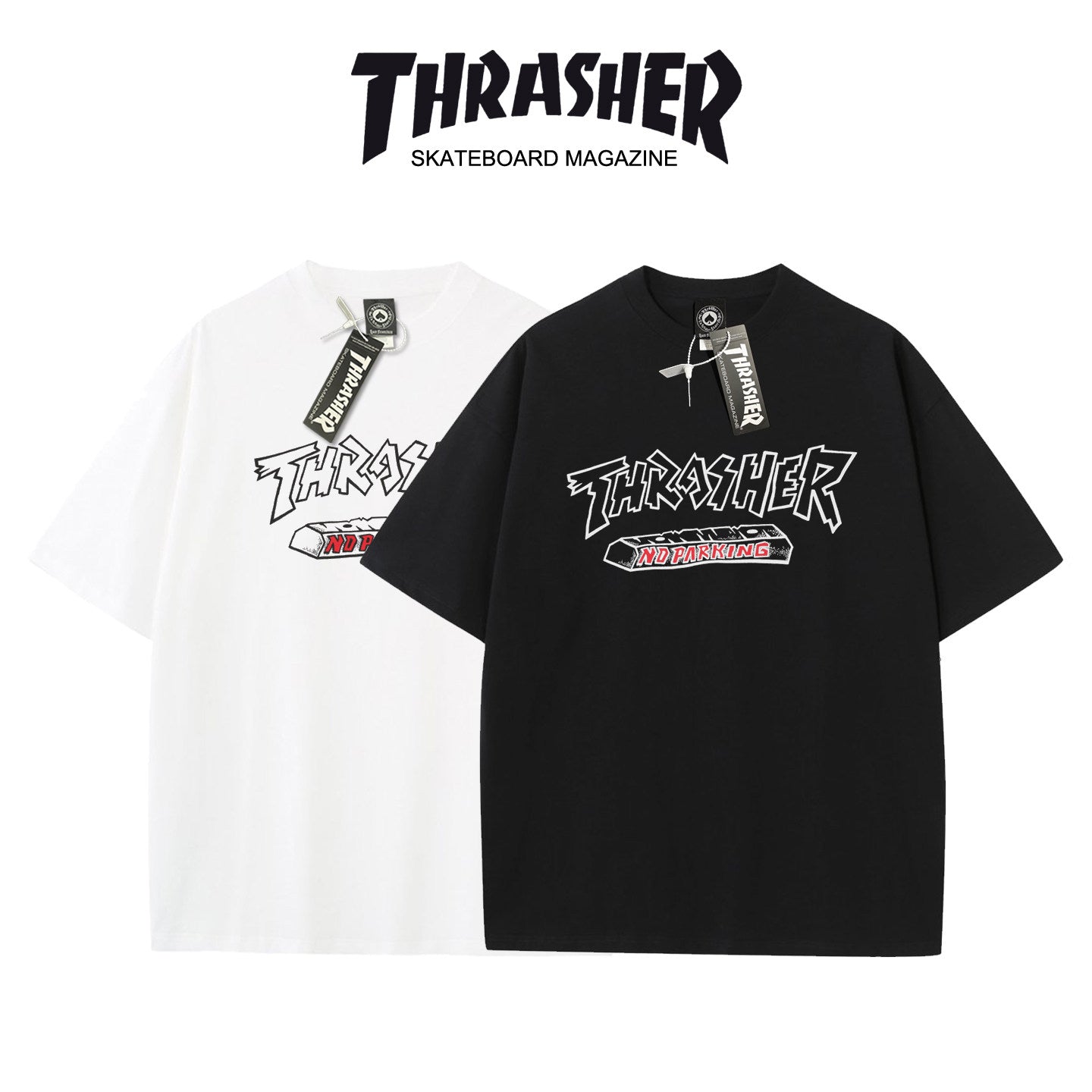 Thrasher Magazine Splatter Logo Loose Casual Summer T-Shirt - Unisex Streetwear.