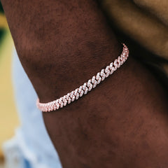 Micro Diamond Prong Cuban Bracelet in Rose Gold - 6mm