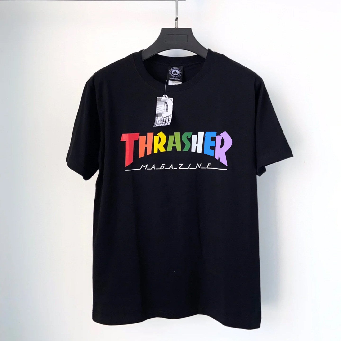 Thrasher Rainbow Flame Logo Oversized Cotton T-Shirt.