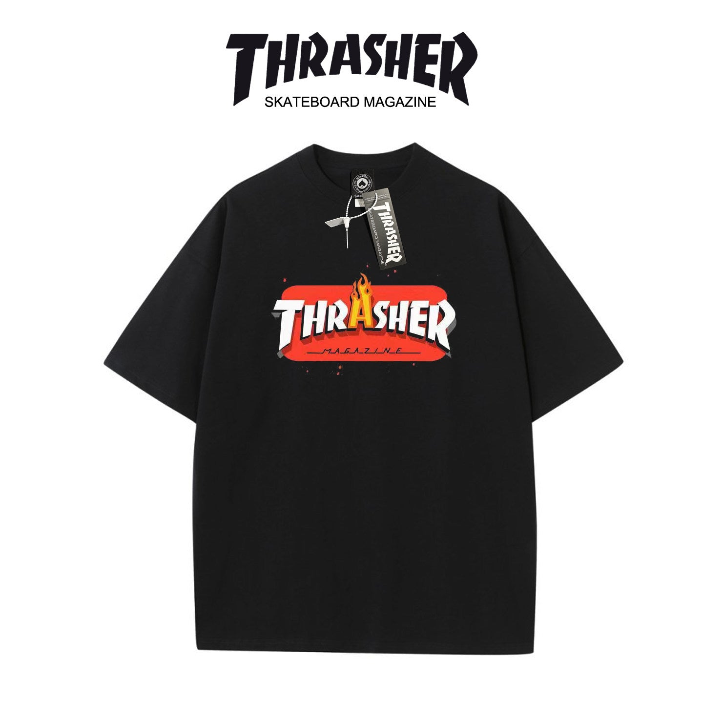 Thrasher Flame Logo Oversized Cotton T-Shirt.