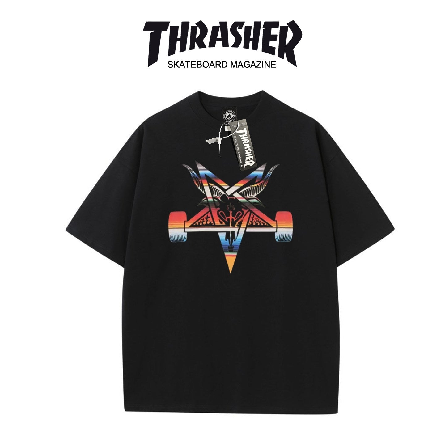 Thrasher Skate Ramp Print Black Loose Fit Short Sleeve T-Shirt | Street Skatewear Graphic Tee.
