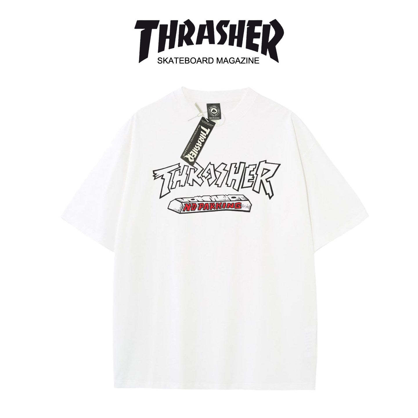 Thrasher Magazine Splatter Logo Loose Casual Summer T-Shirt - Unisex Streetwear.