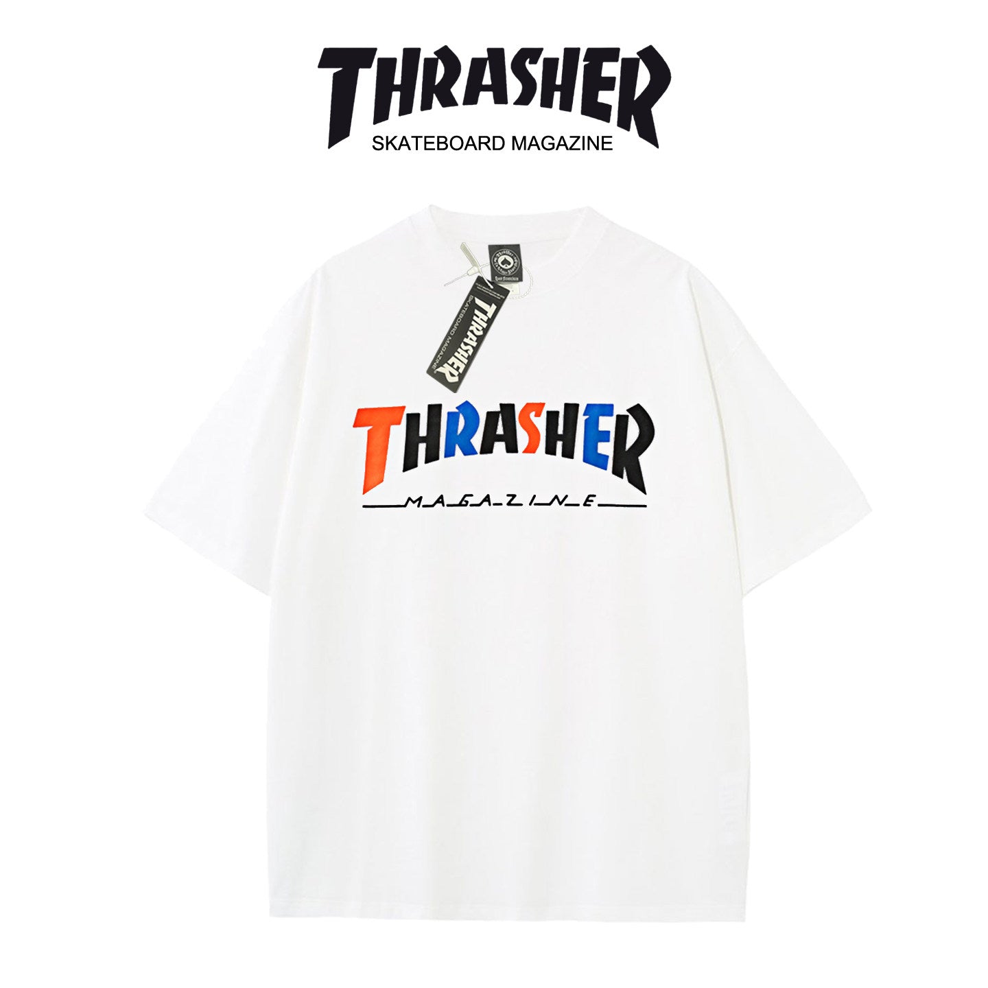 Thrasher 2026 Summer New Collection Round Neck Flame Short Sleeve Casual Loose-Fit Unisex Sports T-shirt