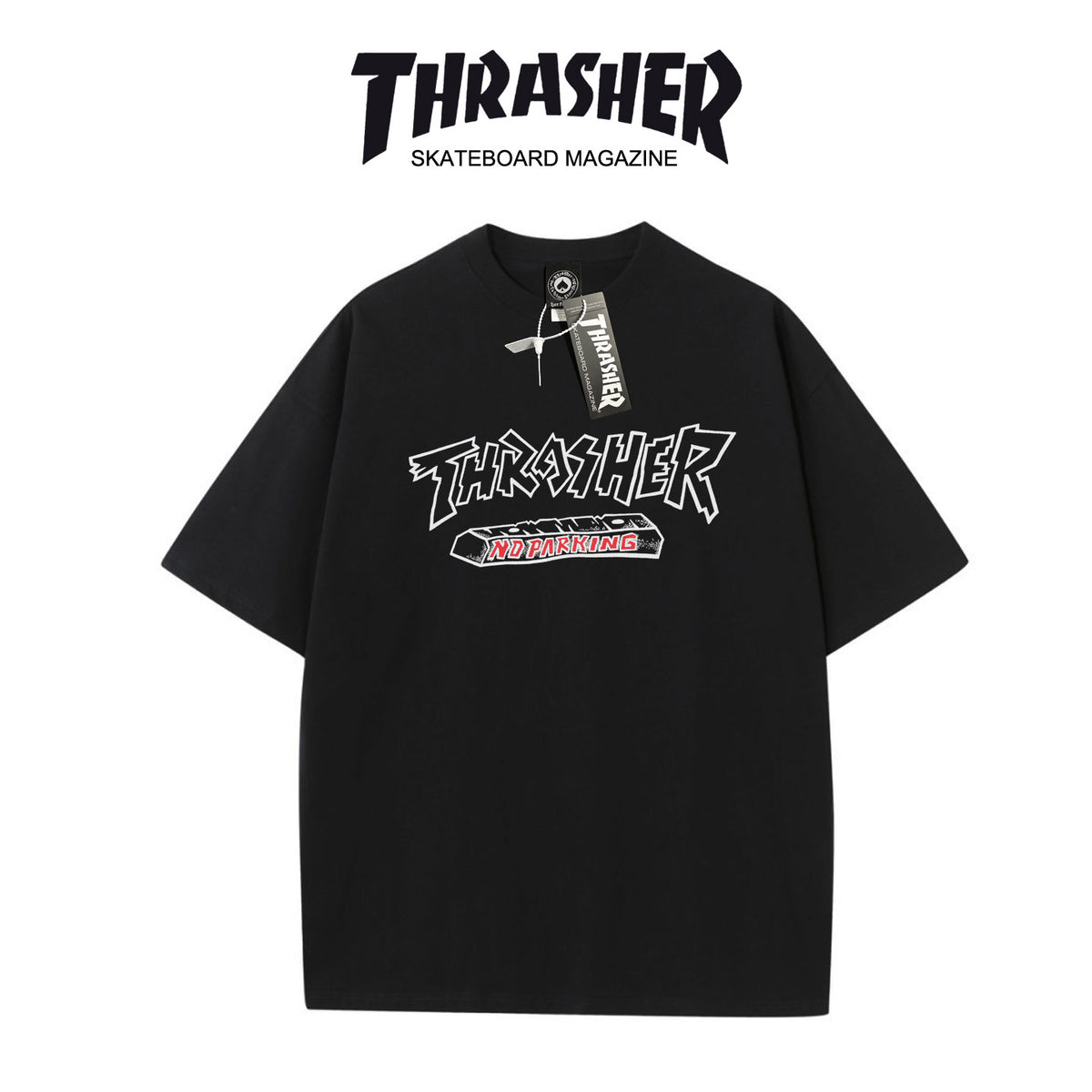 Thrasher Magazine Splatter Logo Loose Casual Summer T-Shirt - Unisex Streetwear.