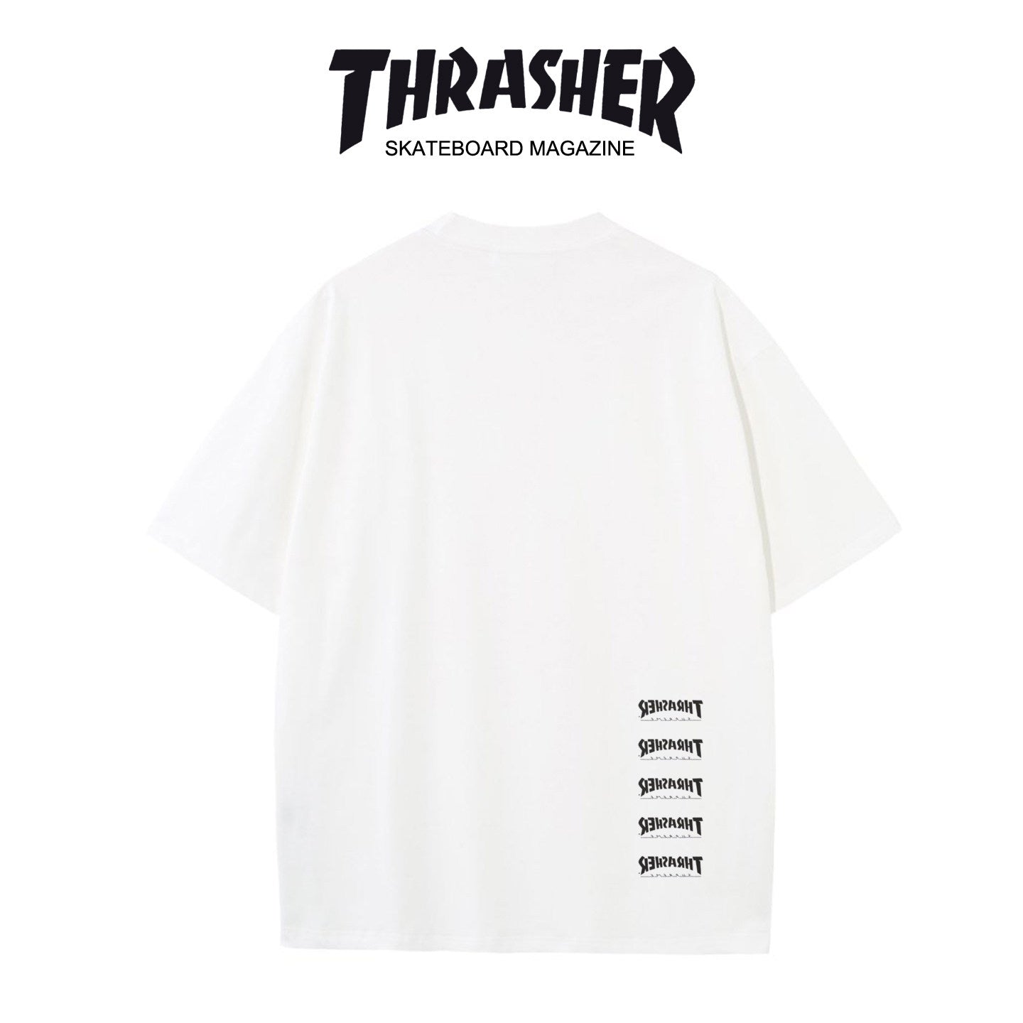 Thrasher Burning Skater Logo Loose Fit Cotton Tee - Unisex Street Fashion Skateboard Brand.