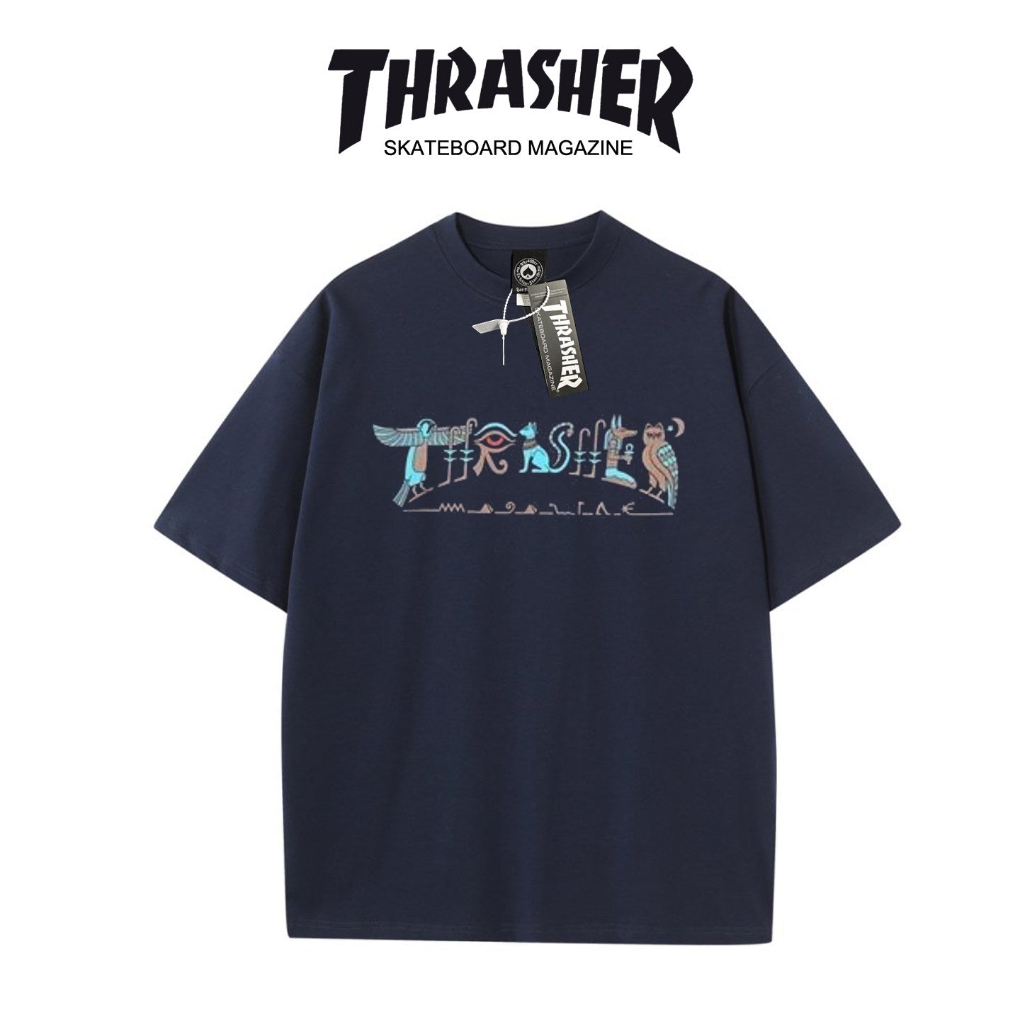 Thrasher Colorful Abstract Flame Logo Black Loose Fit Short Sleeve T-Shirt | Street Skatewear.