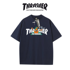 Thrasher VOY MACHINE Loose Fit Cotton Tee - Unisex Street Fashion Skateboard Brand.