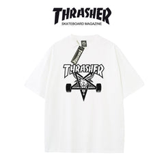 Thrasher Winged Skull Skateboard Oversized Cotton T-Shirt.