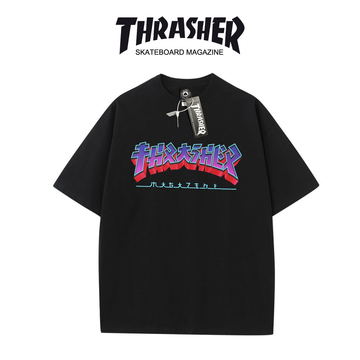 Thrasher Magazine Bold Color Logo Loose Casual Cotton Tee - Unisex Street Fashion.