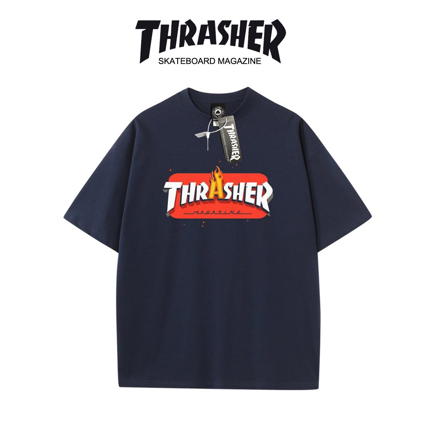 Thrasher Flame Logo Oversized Cotton T-Shirt.