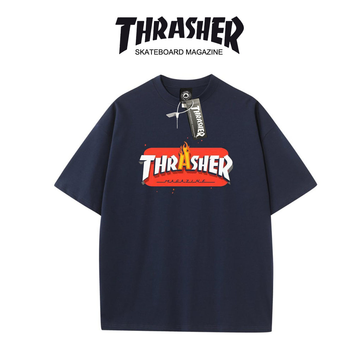 Thrasher Flame Logo Oversized Cotton T-Shirt.