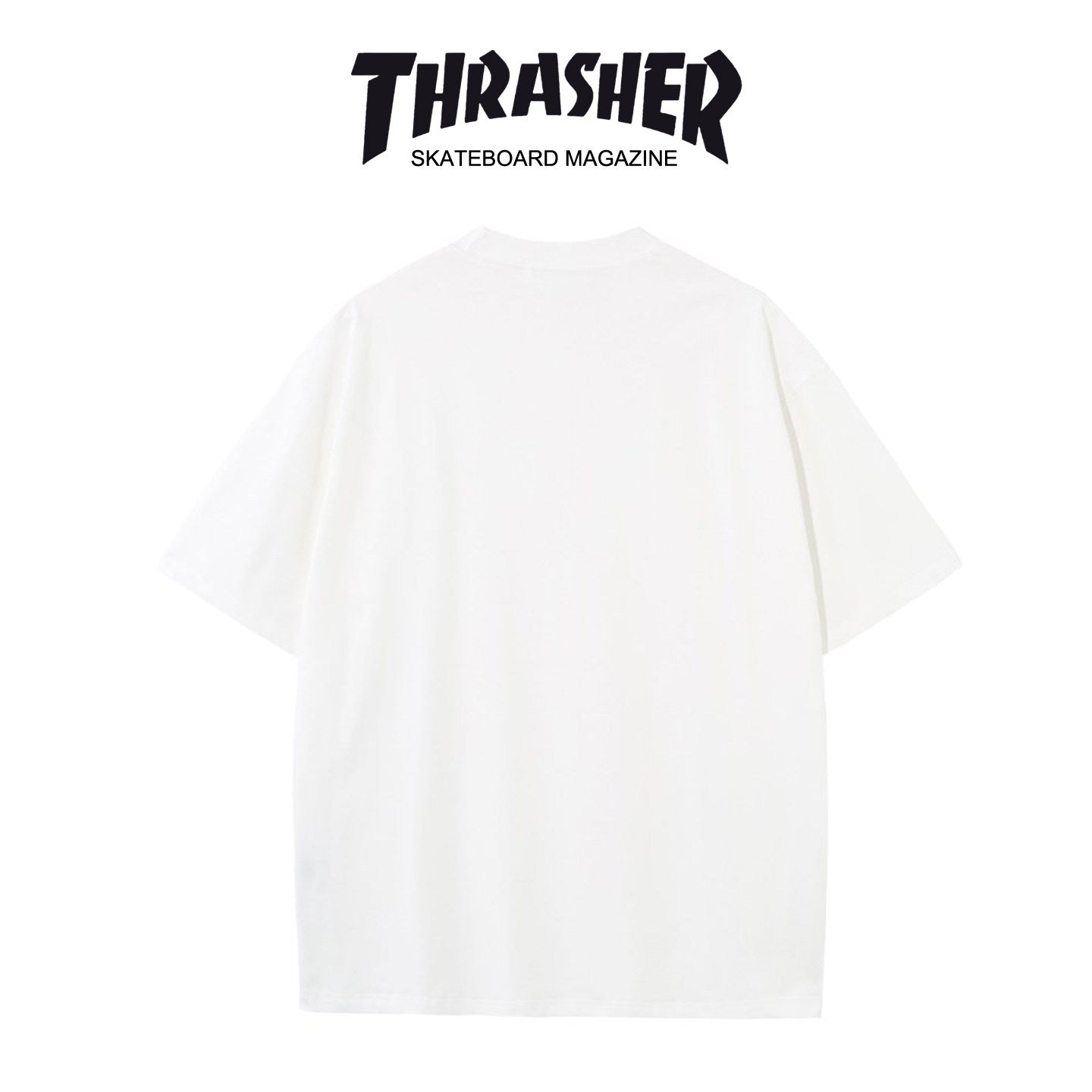 Thrasher Flame Logo Oversized Round Neck Comfort T-Shirt - Men Women Summer Casual Street Style.