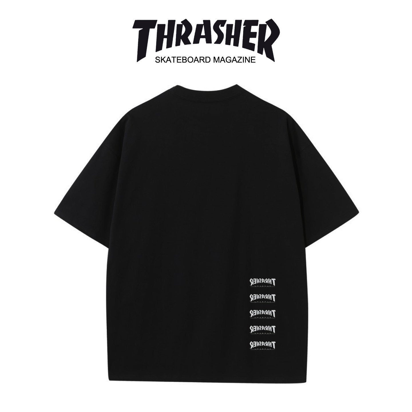 Thrasher Burning Skater Logo Loose Fit Cotton Tee - Unisex Street Fashion Skateboard Brand.