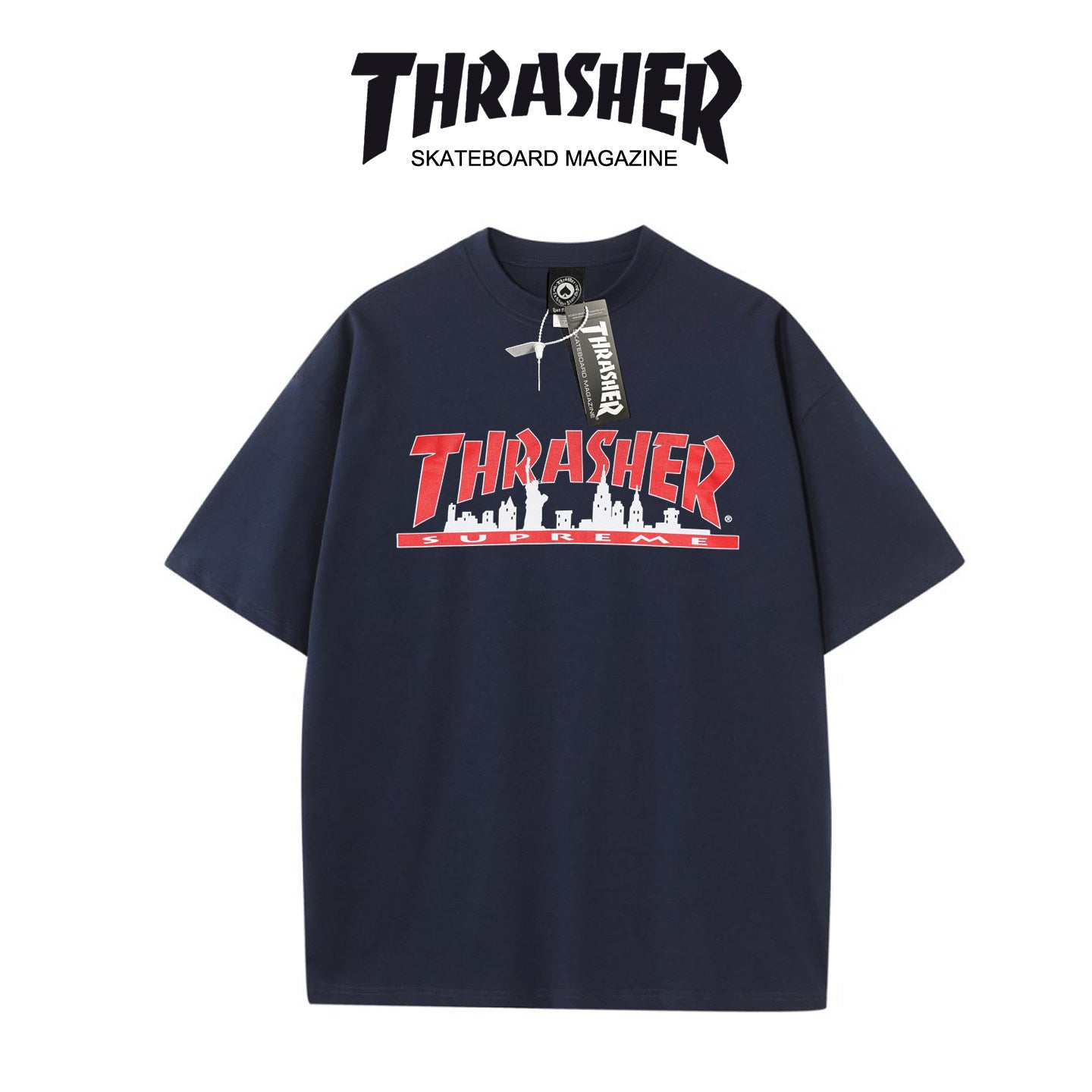 Thrasher Skyline Graphic Print Loose Fit Short Sleeve T-Shirt | Street Skatewear Black Tee.