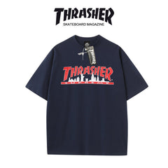 Thrasher Skyline Graphic Print Loose Fit Short Sleeve T-Shirt | Street Skatewear Black Tee.