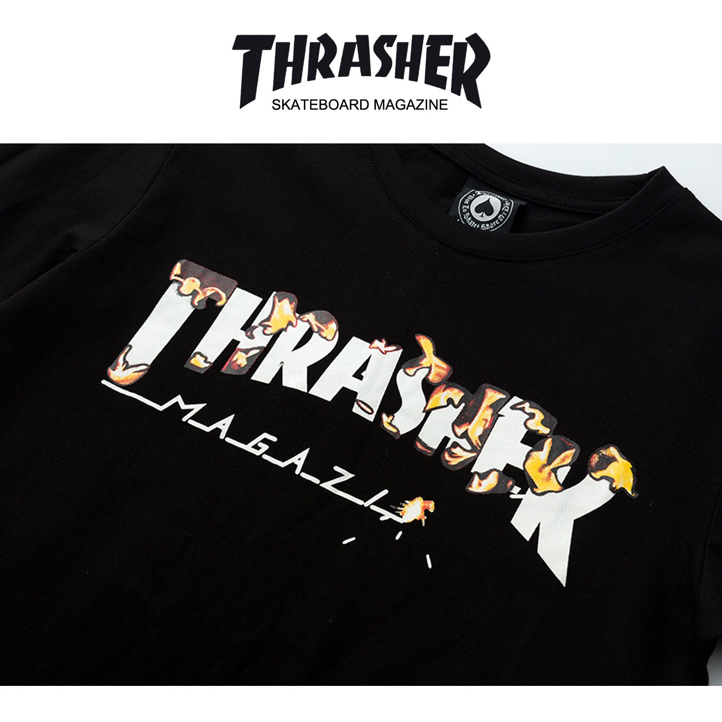 Thrasher Magazine Splatter Logo Loose Casual Summer T-Shirt - Unisex Streetwear.