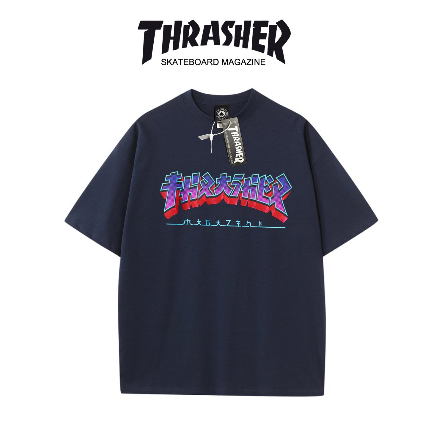 Thrasher Magazine Bold Color Logo Loose Casual Cotton Tee - Unisex Street Fashion.