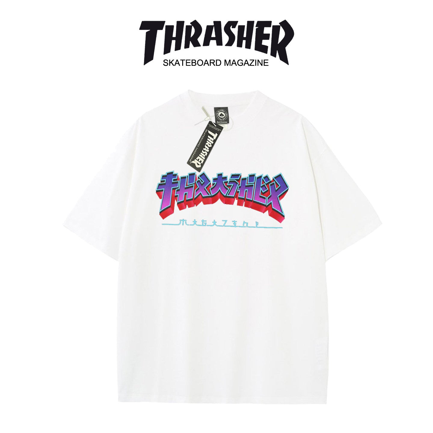 Thrasher Magazine Bold Color Logo Loose Casual Cotton Tee - Unisex Street Fashion.