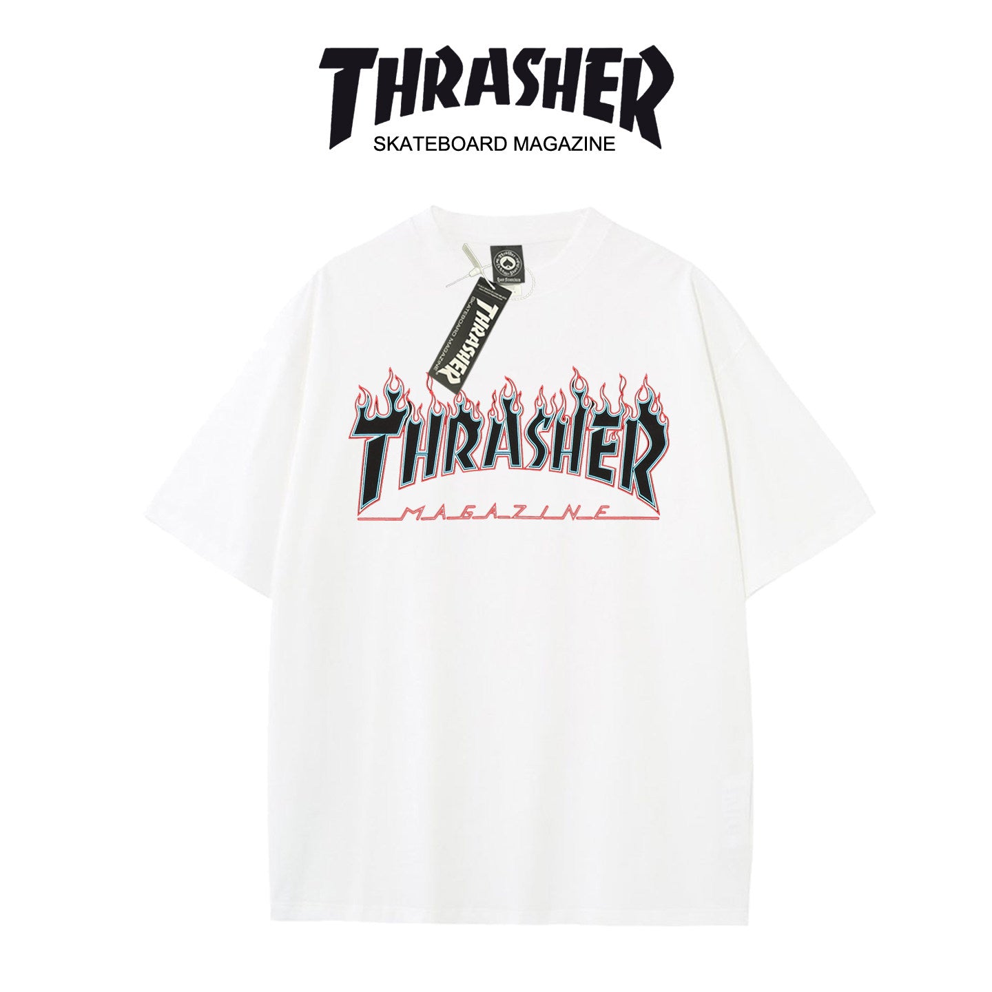 Thrasher Skateboard Logo Printed Loose Comfortable Summer T-Shirt.