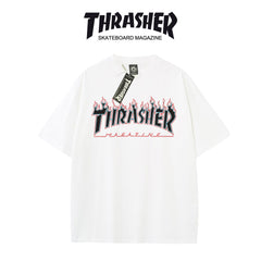 Thrasher Skateboard Logo Printed Loose Comfortable Summer T-Shirt.