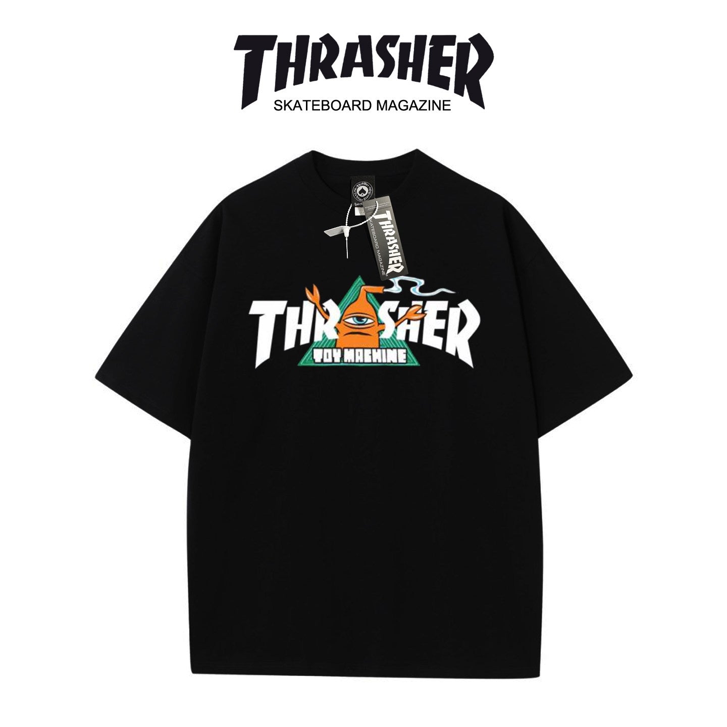 Thrasher VOY MACHINE Loose Fit Cotton Tee - Unisex Street Fashion Skateboard Brand.
