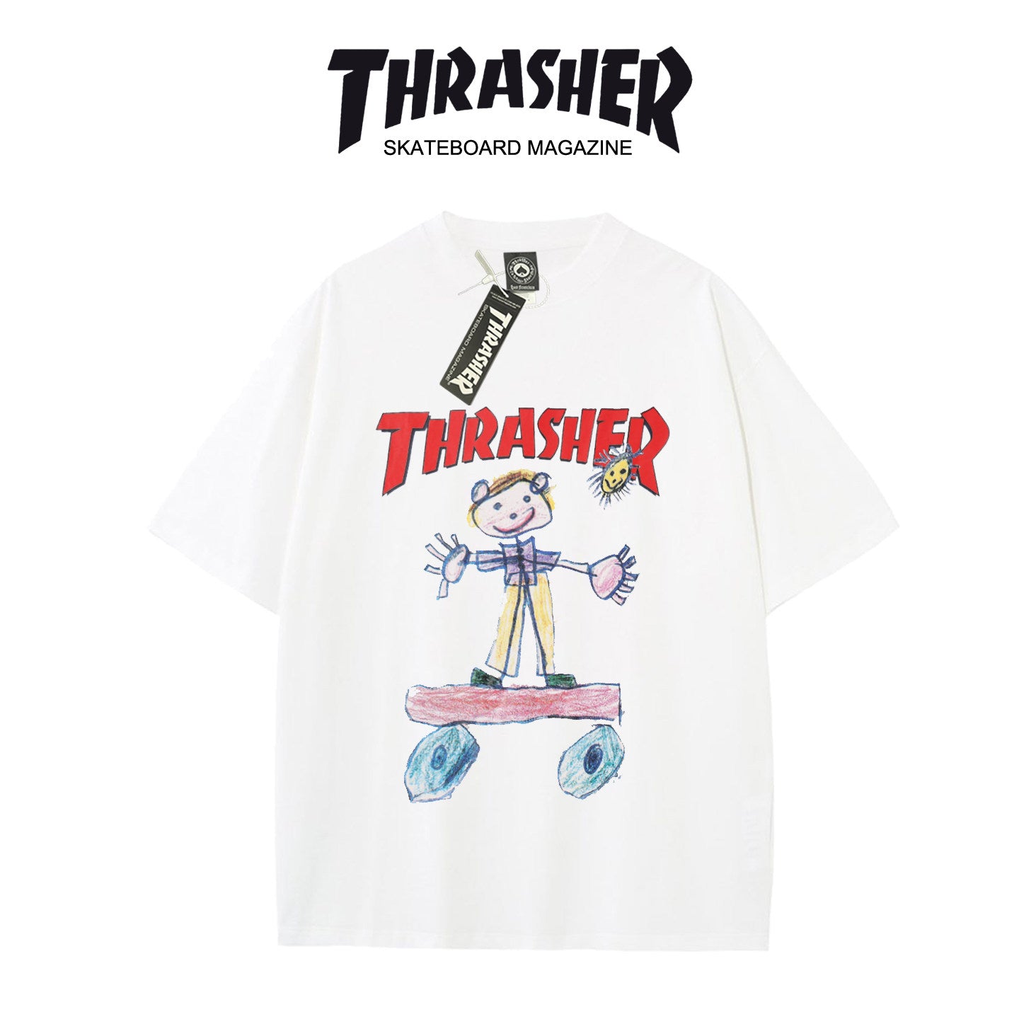 Thrasher Skateboard Logo Printed Loose Comfortable Summer T-Shirt.