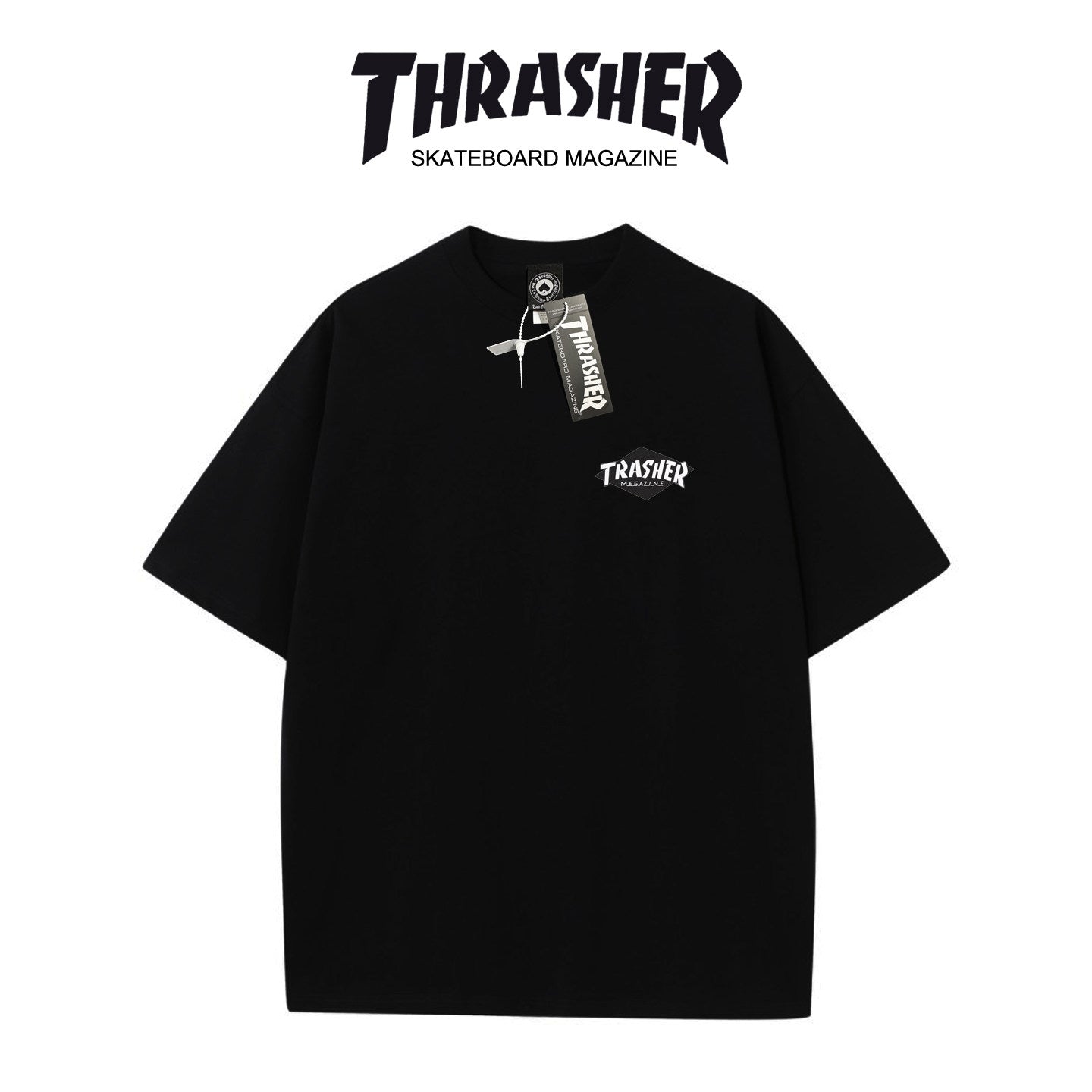Thrasher Flame Skater Logo Oversized Round Neck Comfort T-Shirt - Men Women Summer Casual.