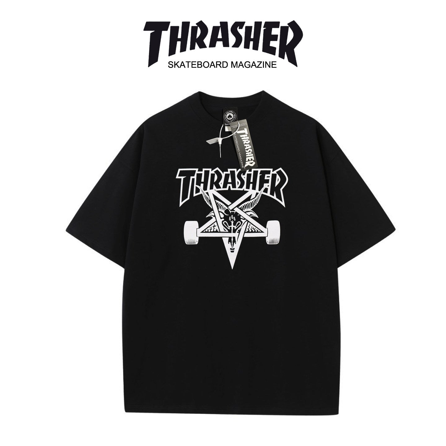 Thrasher Winged Skull Skateboard Oversized Cotton T-Shirt.