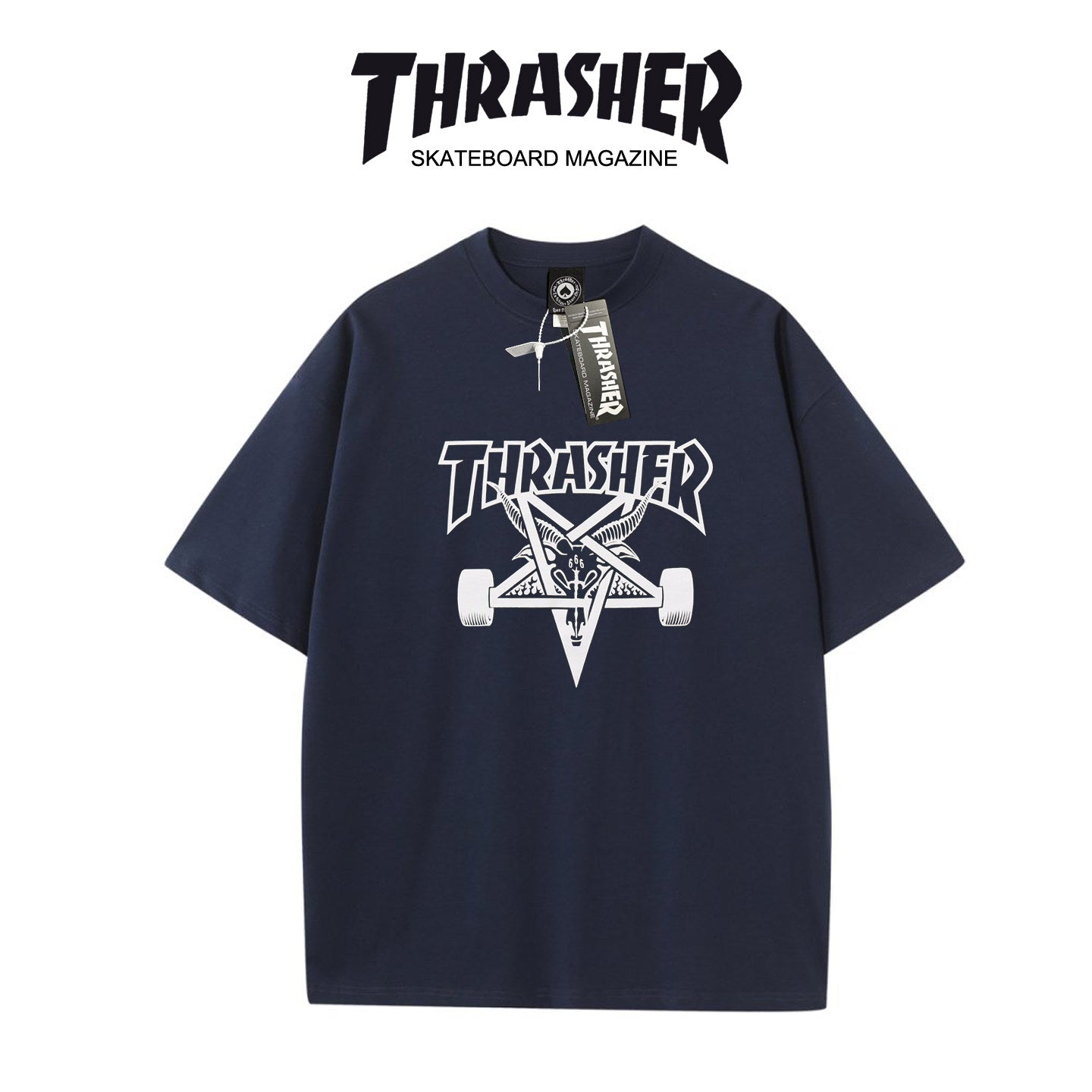Thrasher Winged Skull Skateboard Oversized Cotton T-Shirt.