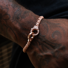 Iced Handcuff Diamond Prong Cuban Bracelet in Rose Gold