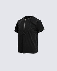 Vintage Washed Zip Panel T-Shirt