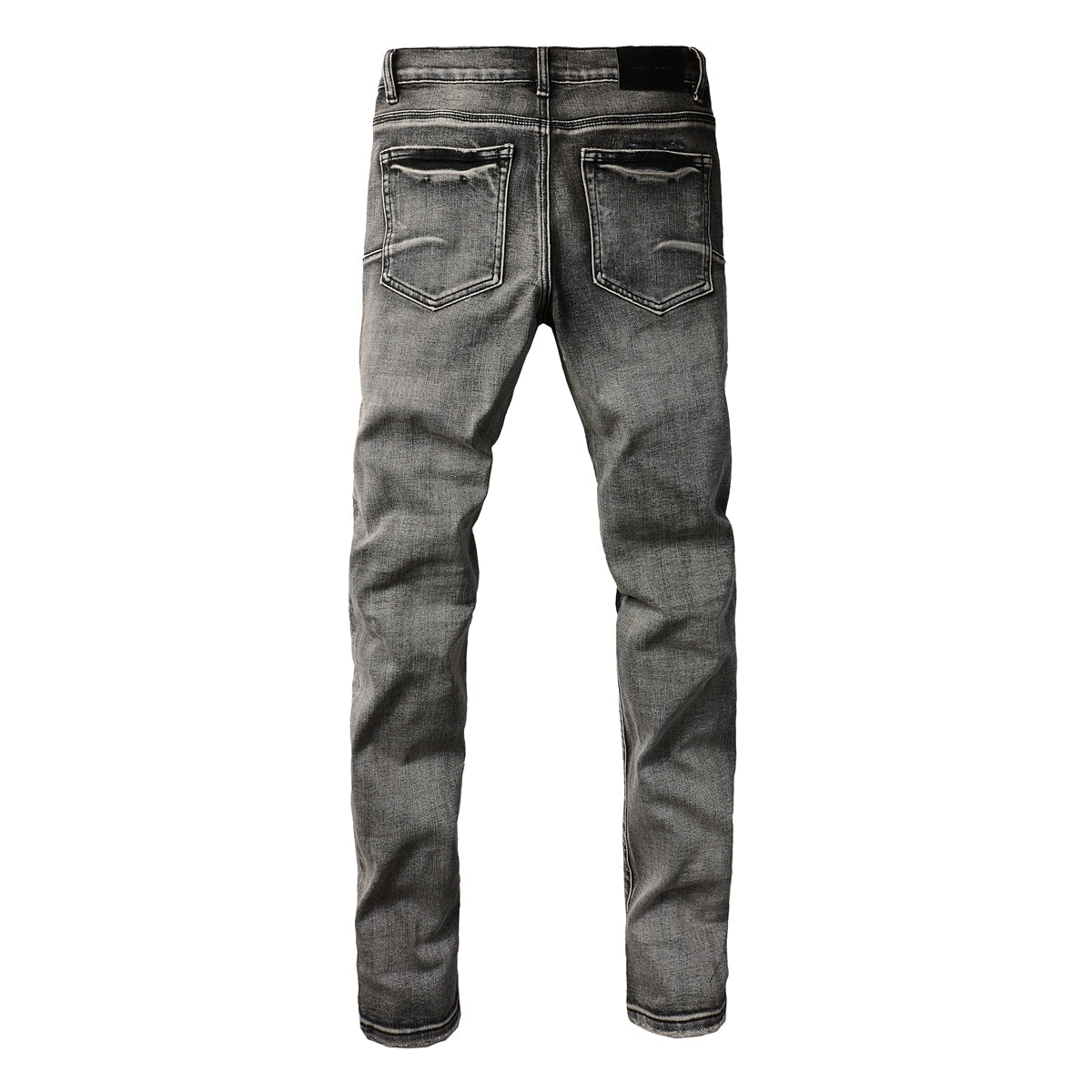Men Classic Streetwear Jeans Distressed Black Grey Ripped Skinny 9068